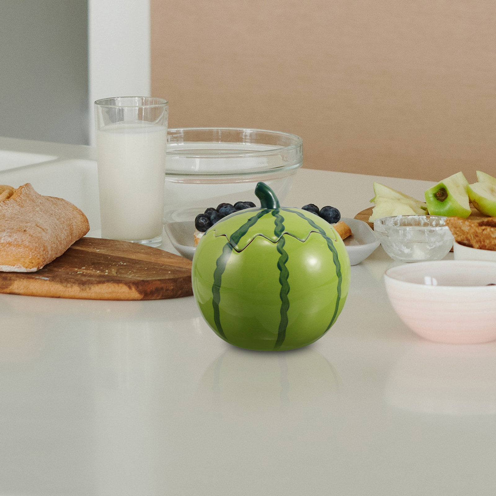 Food Platter Snacks - Ceramic Watermelon Shape Bowl with Lid