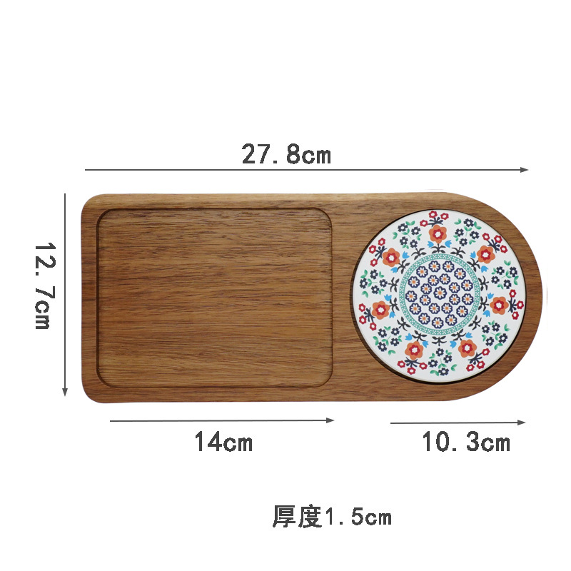 Acacia Wood Tea Tray Food Oval - Food Snacks In Japan recension och pris