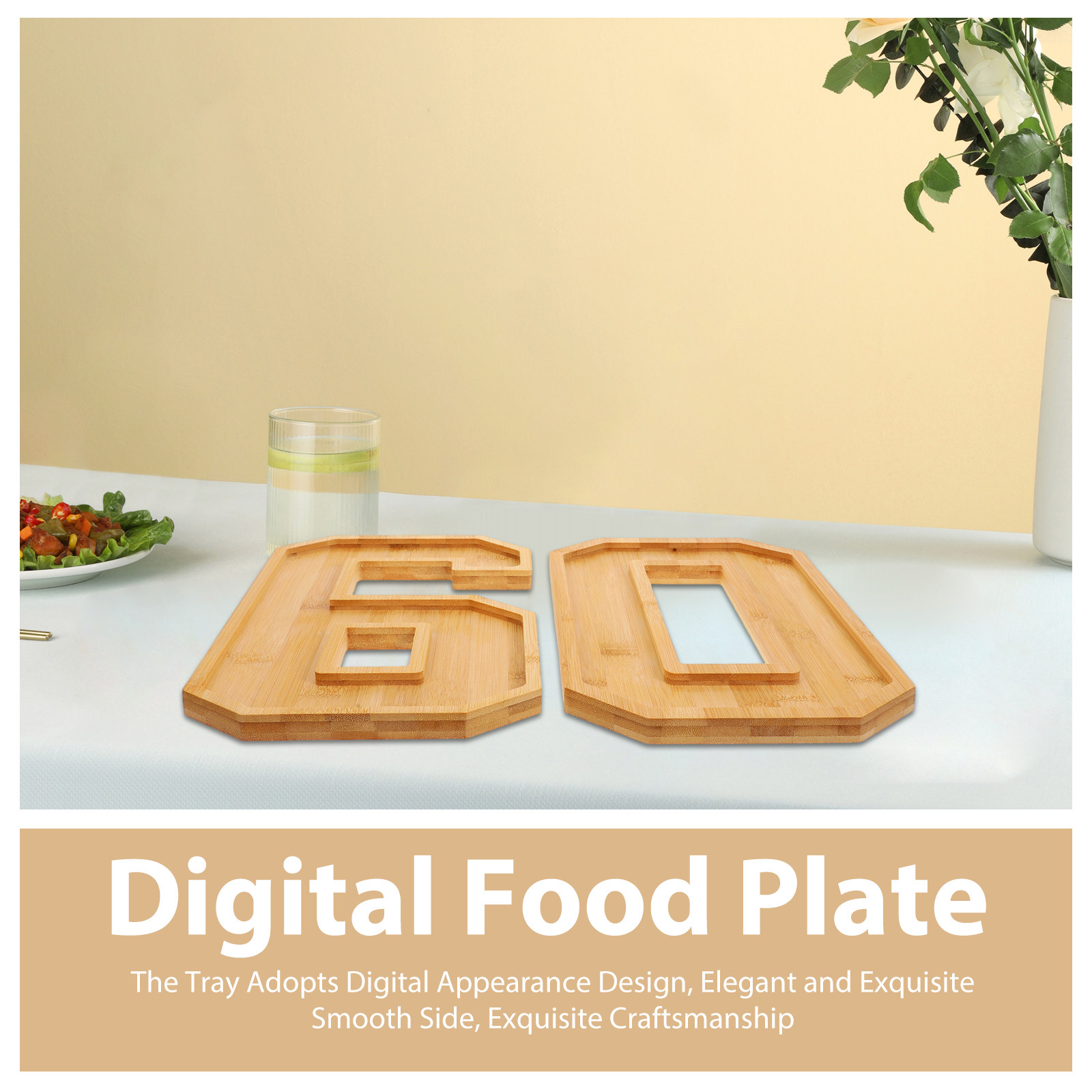 1Set Number 60 Wood Serving Tr - Food Platter Snacks recension och pris
