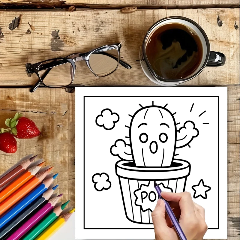 Easy Potted Cuties Coloring Bo - Food And Snacks Coloring Book recension och pris